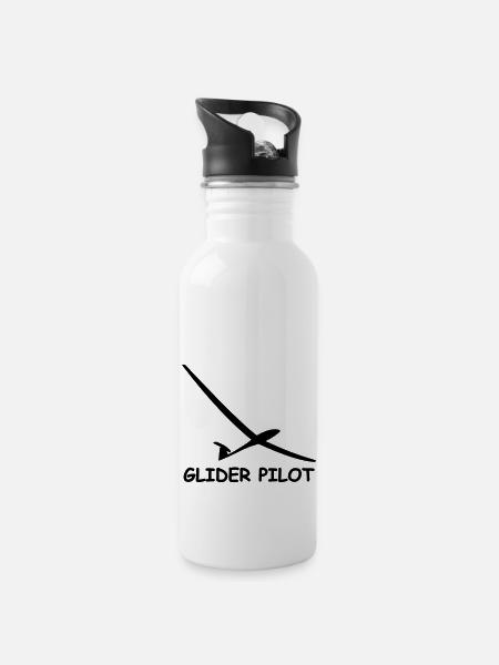 glider pilot - Water bottle with straw - white