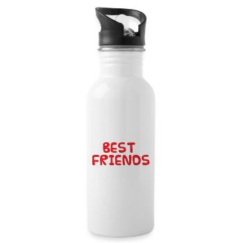 Beste Freunde: Best Friends. It´s a promise, not a - Trinkflasche mit integriertem Trinkhalm - Weiß - Rechts