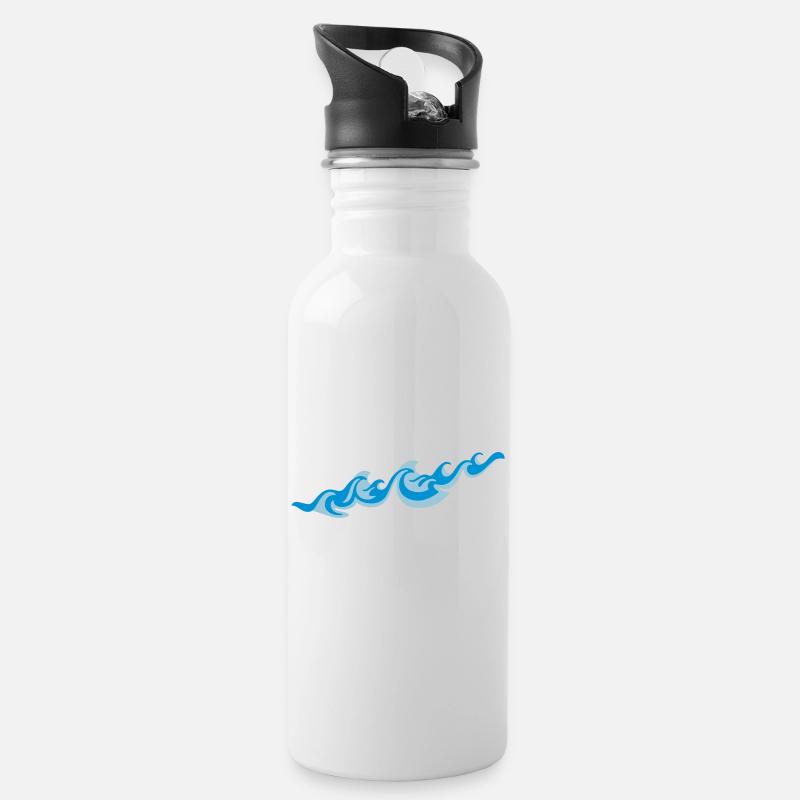 Waves 2C - Trinkflasche mit integriertem Trinkhalm - Weiß