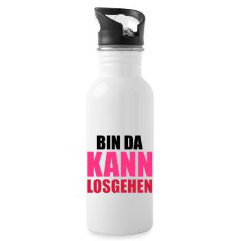 Bin da kann losgehen - Trinkflasche mit integriertem Trinkhalm - Weiß - Rechts