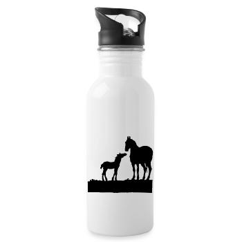 Pferd - Trinkflasche mit integriertem Trinkhalm - Weiß - Rechts
