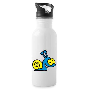 lustige Schnecke - 3 - Trinkflasche mit integriertem Trinkhalm - Weiß - Rechts