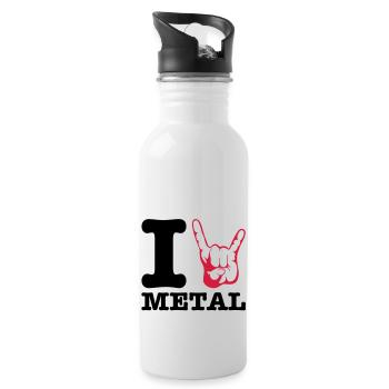 I love Metal! Horns - Water bottle with straw - white - Right