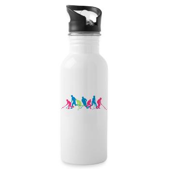 Hockeyspieler Crew - Trinkflasche mit integriertem Trinkhalm - Weiß - Rechts