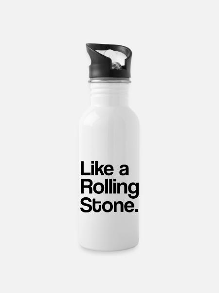 Like a Rolling Stone - Trinkflasche mit integriertem Trinkhalm - Weiß
