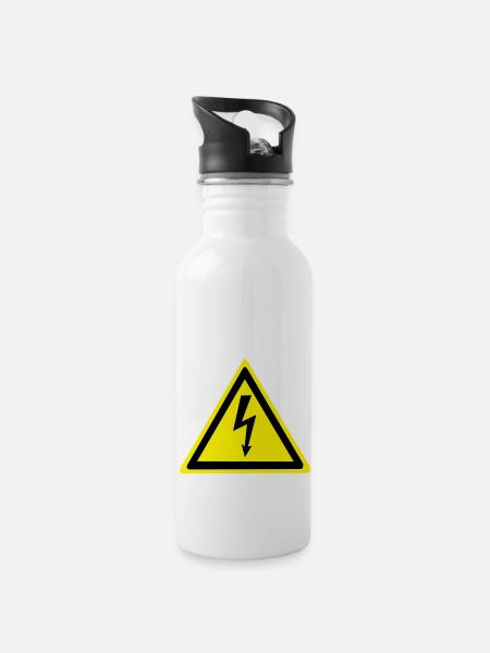 Hochspannung - Trinkflasche mit integriertem Trinkhalm - Weiß