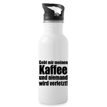 Gebt mir meinen Kaffee...! - Trinkflasche mit integriertem Trinkhalm - Weiß - Rechts