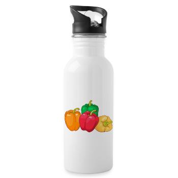 Yellow Red Green Orange Paprika Paprika - Water bottle with straw - white - Right
