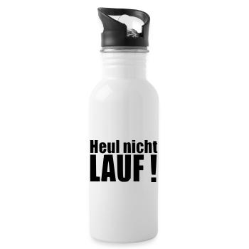 Heul nicht LAUF Sport Geschenk Geburtstag Baby - Trinkflasche mit integriertem Trinkhalm - Weiß - Rechts