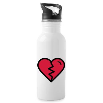 Broken heart, heartache, unhappy in love - Water bottle with straw - white - Right