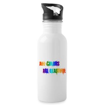 All Colors Are Beautiful - acab - Water bottle with straw - white - Right