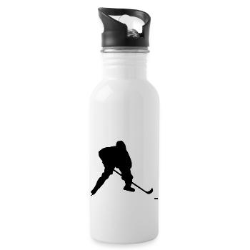 Eishockey Spieler Hockey Puck Wintersport - Trinkflasche mit integriertem Trinkhalm - Weiß - Rechts