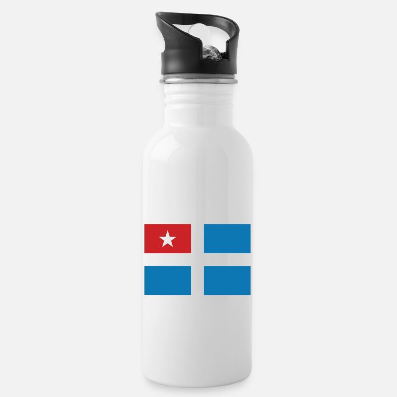 Kreta Flagge Reise Geschenk - Trinkflasche mit integriertem Trinkhalm - Weiß