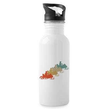 Retro Vintage Style Snowmobile Snowmobile - Water bottle with straw - white - Right