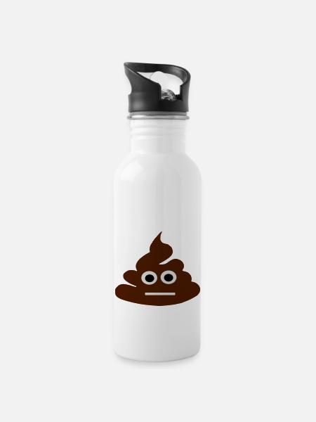Poop - Trinkflasche mit integriertem Trinkhalm - Weiß