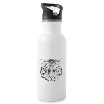 weißer Tiger - Trinkflasche mit integriertem Trinkhalm - Weiß - Rechts
