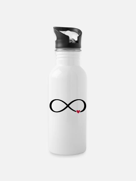 Signe infini coeur cadeau d'amour - Gourde avec paille intégrée - blanc