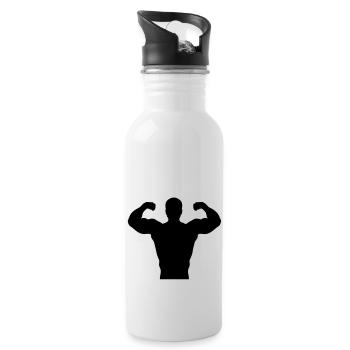Bodybuilding Squad #2 - Trinkflasche mit integriertem Trinkhalm - Weiß - Rechts
