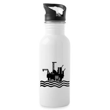 bohrinsel_design_t1 - Trinkflasche mit integriertem Trinkhalm - Weiß - Rechts