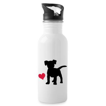 Jack Russell Terrier - Trinkflasche mit integriertem Trinkhalm - Weiß - Rechts