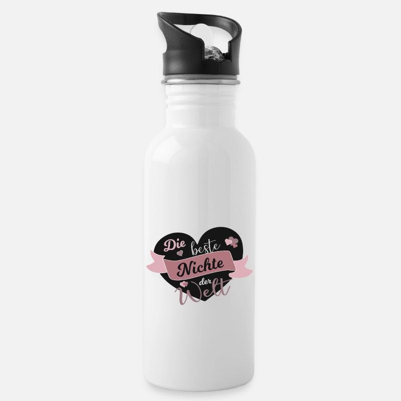Beste Nichte der Welt Nichten Spruch Geschenk - Trinkflasche mit integriertem Trinkhalm - Weiß