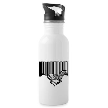 ZEBRA BARCODE - Water bottle with straw - white - Right