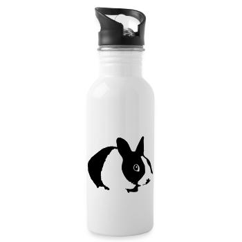 Cute Bunny Rabbit 01 - Trinkflasche mit integriertem Trinkhalm - Weiß - Rechts