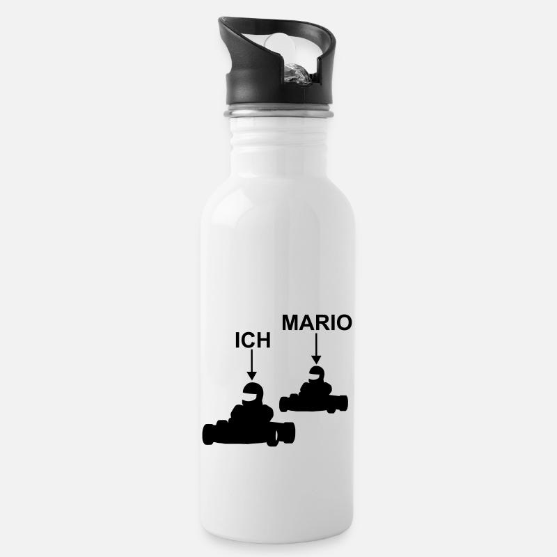 Je vais kart mario - Gourde avec paille intégrée - blanc