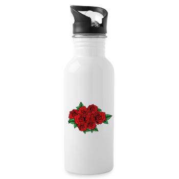 Roses Love Valentine's Day Mother's Day Flowers Love - Water bottle with straw - white - Right