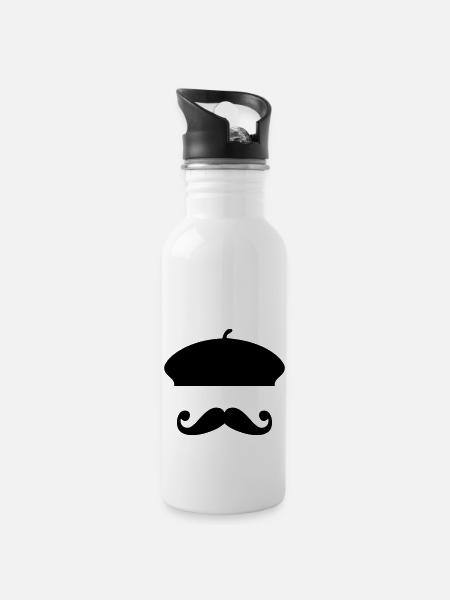 französisch touch - Trinkflasche mit integriertem Trinkhalm - Weiß