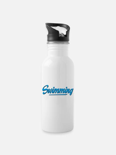 swimming - Water bottle with straw - white