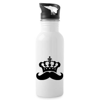 koenig krone herrscher prinz mustache schnurrbart - Trinkflasche mit integriertem Trinkhalm - Weiß - Rechts