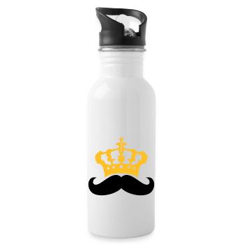 herrscher koenig krone prinz mustache schnurrbart - Trinkflasche mit integriertem Trinkhalm - Weiß - Rechts