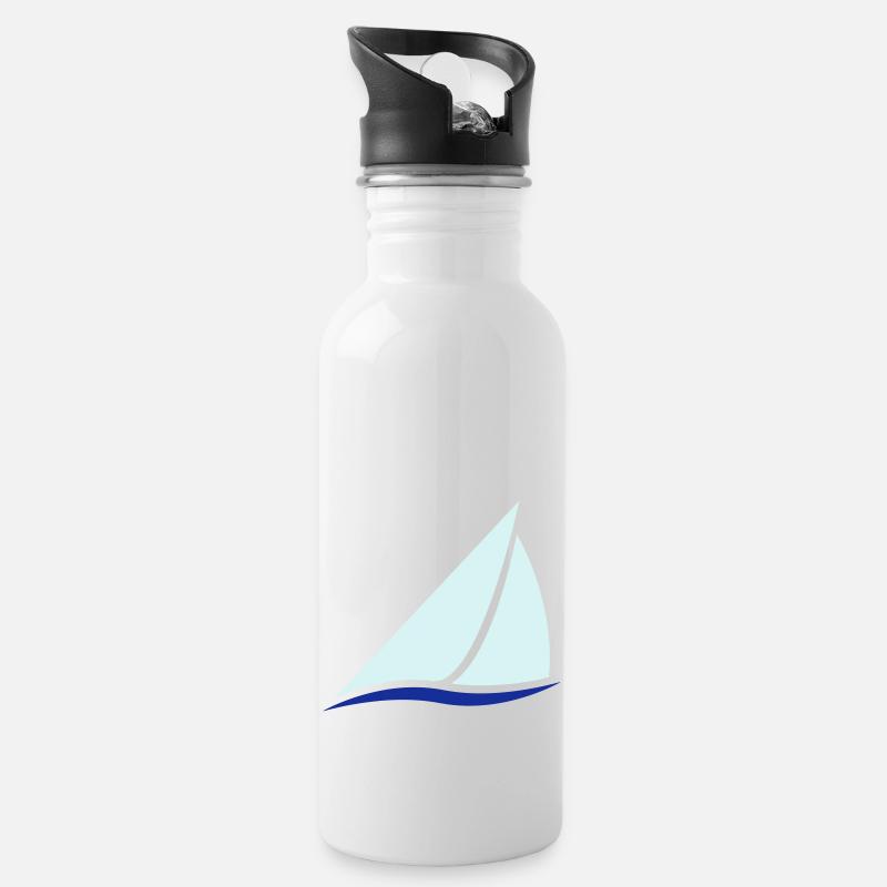 Sailing Boat Logo - Trinkflasche mit integriertem Trinkhalm - Weiß