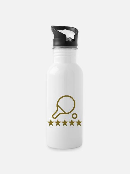 Tischtennis - Trinkflasche mit integriertem Trinkhalm - Weiß