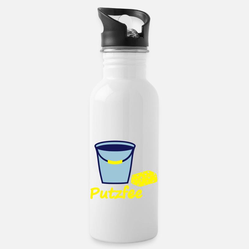Putzfee - Trinkflasche mit integriertem Trinkhalm - Weiß