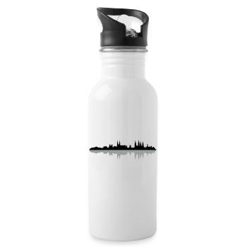 Skyline Bamberg - Trinkflasche mit integriertem Trinkhalm - Weiß - Rechts