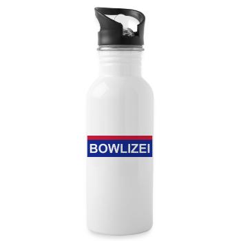 Bowlizei - Bowling - Trinkflasche mit integriertem Trinkhalm - Weiß - Rechts