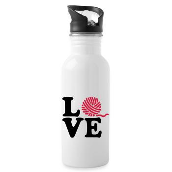 Knitting - Water bottle with straw - white - Right