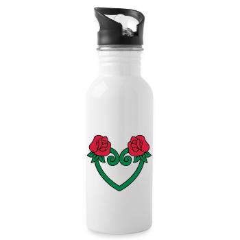 Coeur de fleur de rose 3c - Gourde avec paille intégrée - blanc - Droite