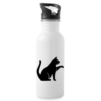 Chat - Gourde avec paille intégrée - blanc - Droite