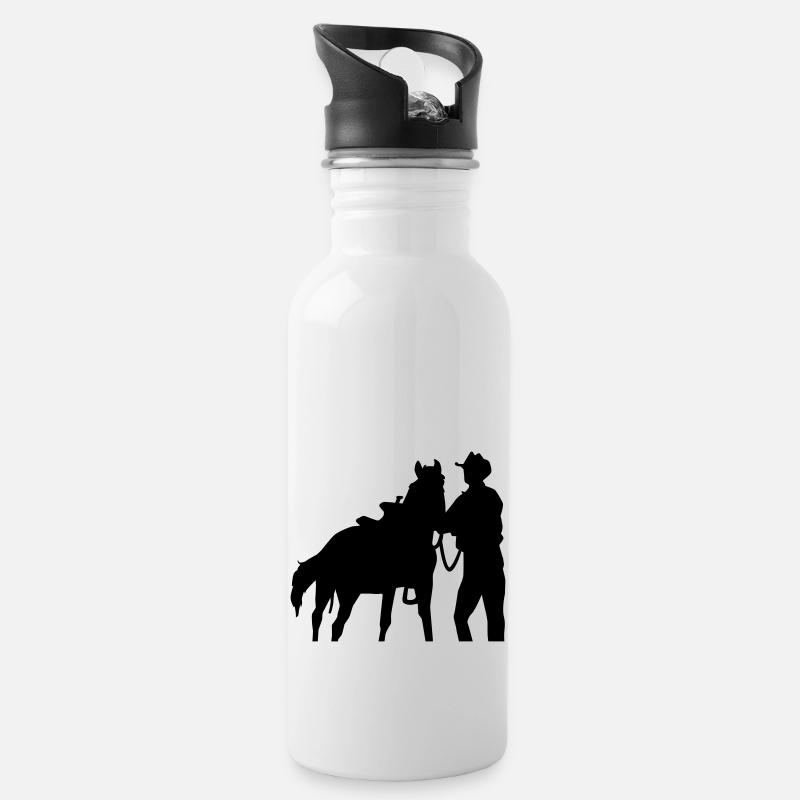 Cowboy - Gourde avec paille intégrée - blanc