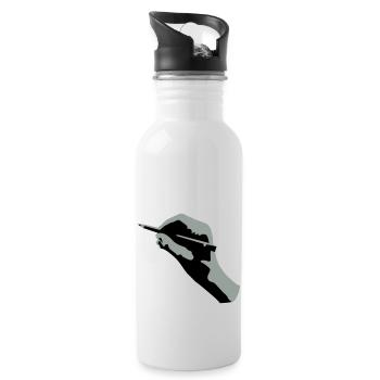 Zeichnende Hand - Trinkflasche mit integriertem Trinkhalm - Weiß - Rechts