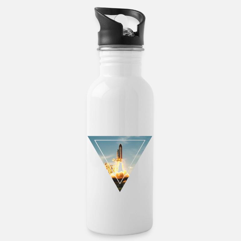 Space Shuttle - Trinkflasche mit integriertem Trinkhalm - Weiß