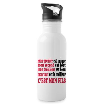 Mon fils est beau - Water bottle with straw - white - Right