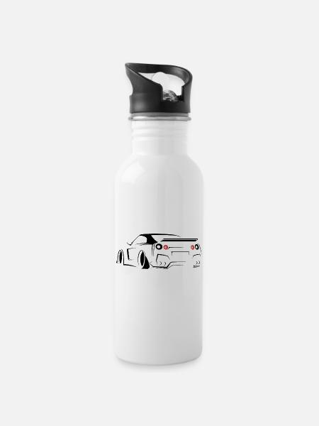 skyline gtr cars Symbol sketch illustration - Trinkflasche mit integriertem Trinkhalm - Weiß