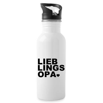 Lieblings Opa - Großvater - Opi - Großeltern - Trinkflasche mit integriertem Trinkhalm - Weiß - Rechts