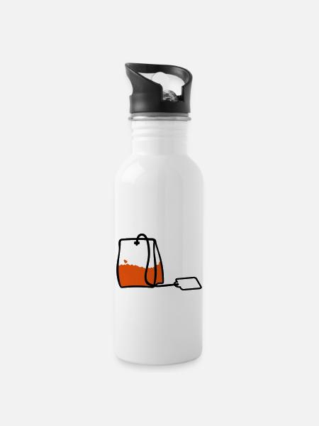 Teebeutel / Teabag (2c) - Trinkflasche mit integriertem Trinkhalm - Weiß