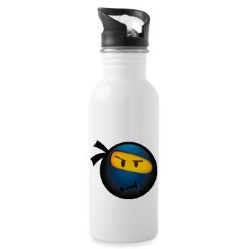 Smiley Glossy Ninja - Water bottle with straw - white - Right