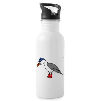 Möwe - Trinkflasche mit integriertem Trinkhalm - Weiß - Rechts